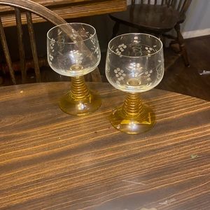 GOBLETS!!! A pair of German Rhein goblets with beehive stems